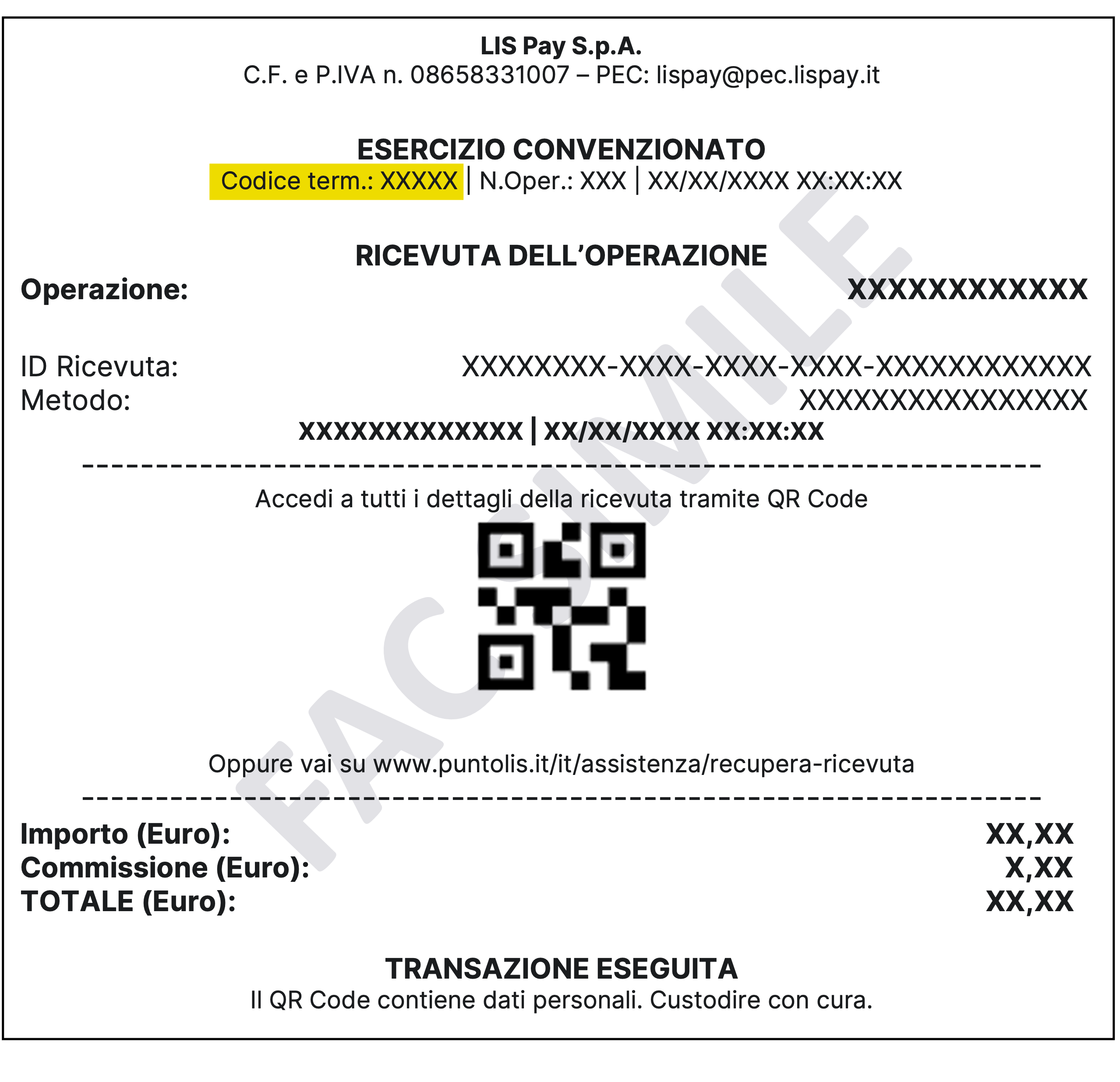 Esempio di ricevuta con evidenziato il codice cliente